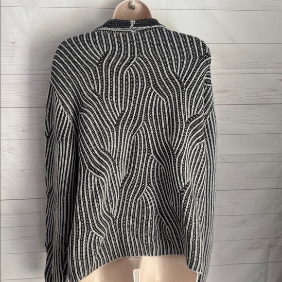 Bartolini by benedetta Size L Black & Gray Wool & Cashmere Open Front Cardigan - Picture 6 of 8